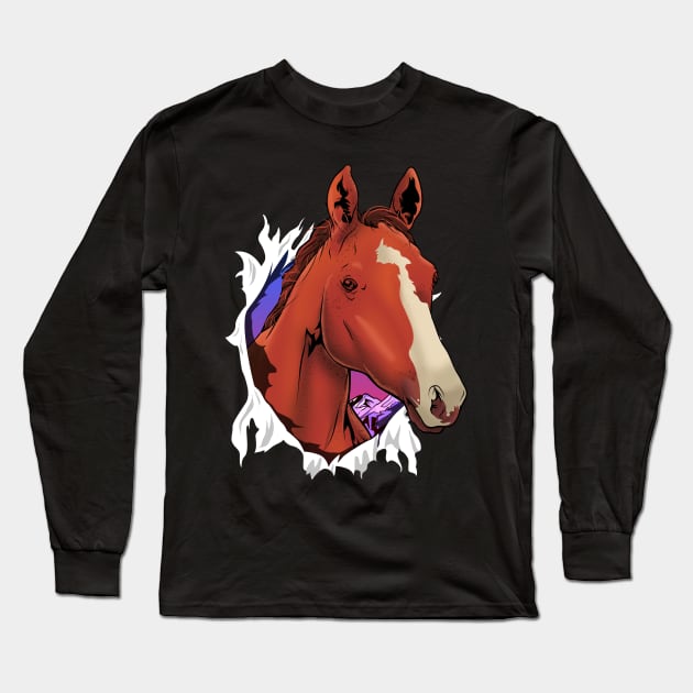 Cute Horse Breaking Out Horseriding & Horse Owners Long Sleeve T-Shirt by theperfectpresents